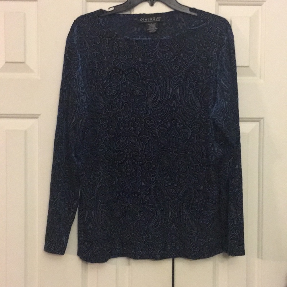 🇺🇸Dialogue blouse w/velveteen accents mix